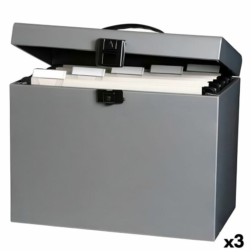 Oxford|Caixa de Arquivo Oxford Class n Go Cinzento A4 29,5 x 37 x 22 cm (3 Unidades)