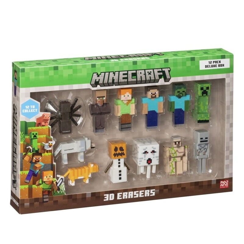 Minecraft|Conjunto de borrachas 3D Minecraft MC4080 12 Peças