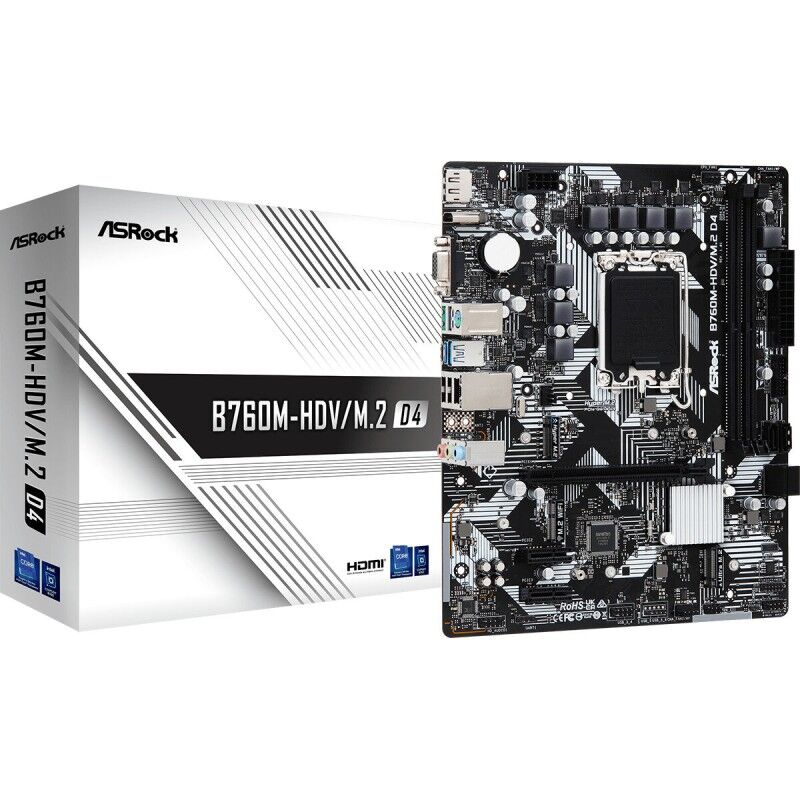 ASRock|Placa Mãe ASRock B760M-HDV/M.2 D4 Intel Intel B760 LGA 1700