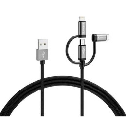 Cabo USB Varta 2 m Preto 3 em 1 USB-C Micro USB Lightning