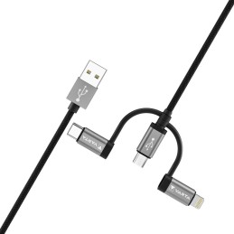 Cabo USB Varta 2 m Preto 3 em 1 USB-C Micro USB Lightning