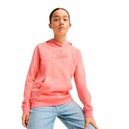 Puma|Camisola com Capuz Menina Puma Puma Essentials Script Cor de Rosa Coral