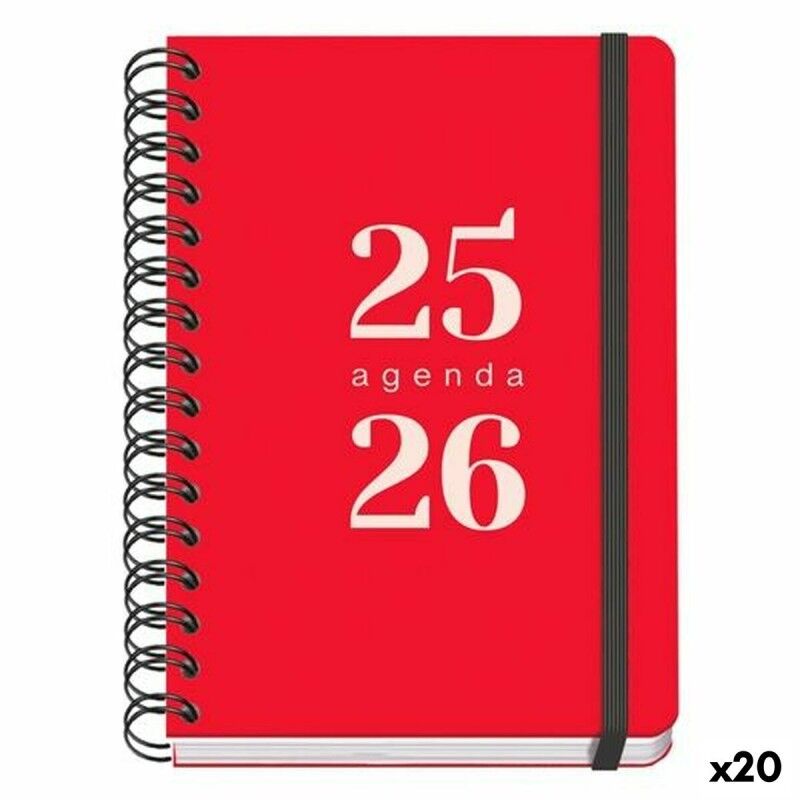 DOHE|Agenda DOHE GRAMMAR Vermelho A5 150 x 210 mm 2025-2026 (20 Unidades)