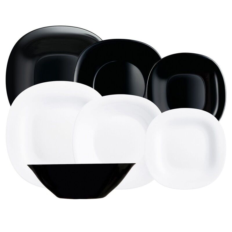 Luminarc|Louça Luminarc Carine N&b Branco Preto Vidro 19 Peças
