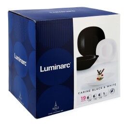 Luminarc|Louça Luminarc Carine N&b Branco Preto Vidro 19 Peças