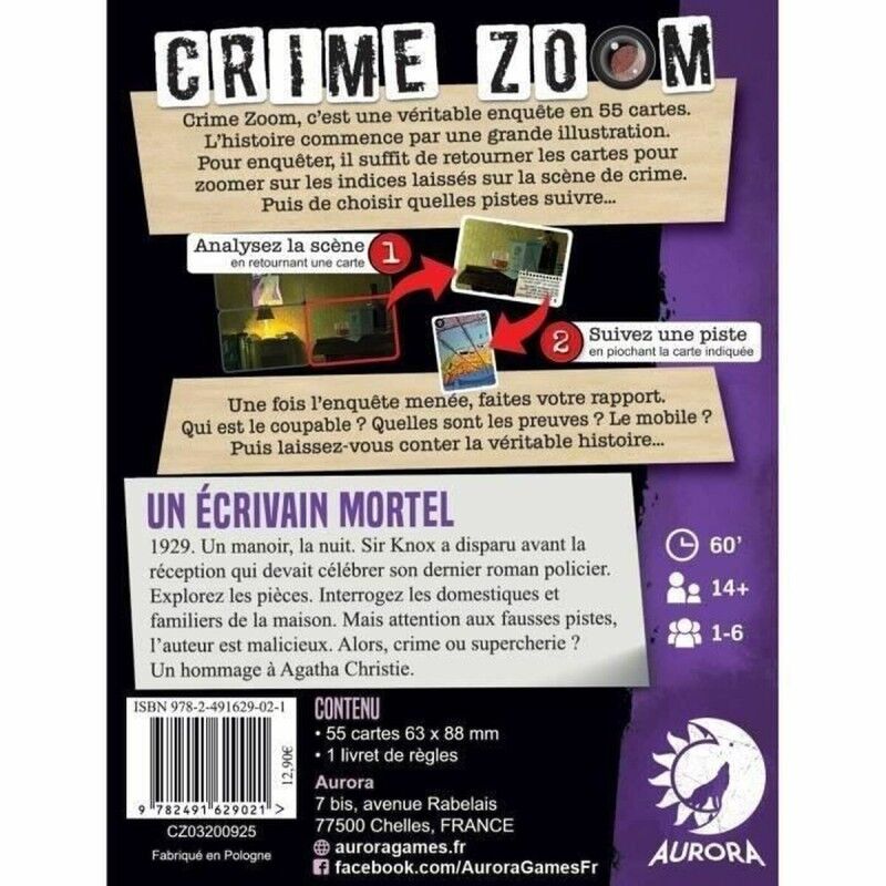 Asmodee|Jogo de Mesa Asmodee Crime Zoom Un Écrivain Mortel (FR) Asmodee|Jogo de Mesa Asmodee Crime Zoom Un Écrivain Mortel (FR)