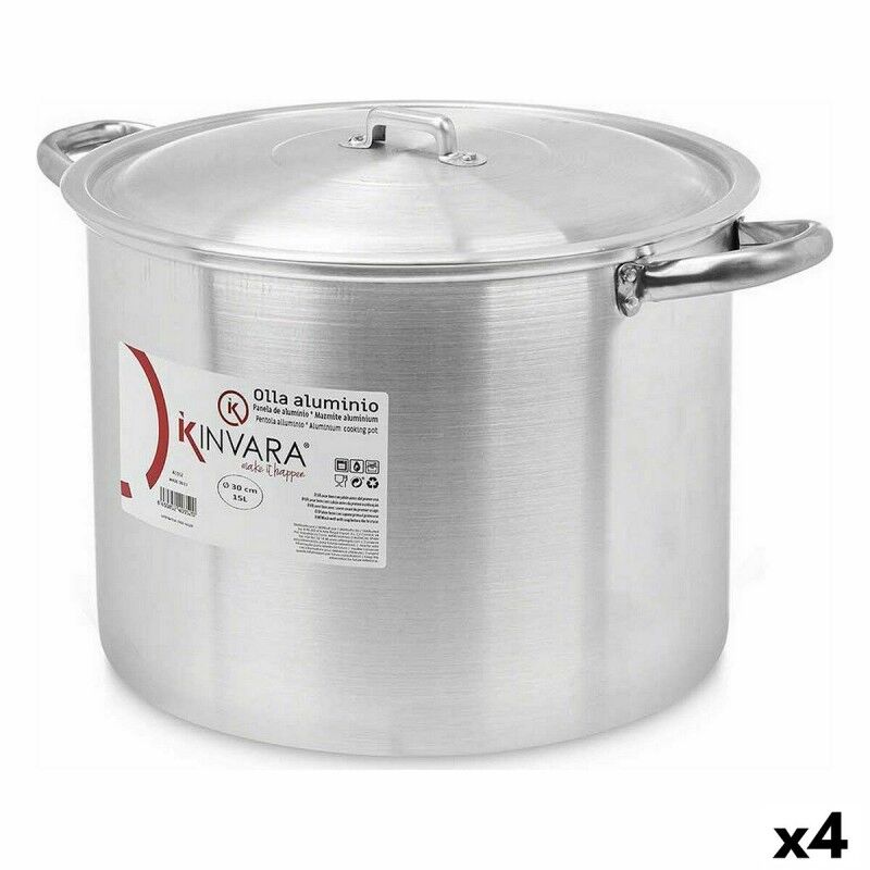 Kinvara|Caçarola com Tampa Ø 30 cm Prateado Alumínio (4 Unidades)