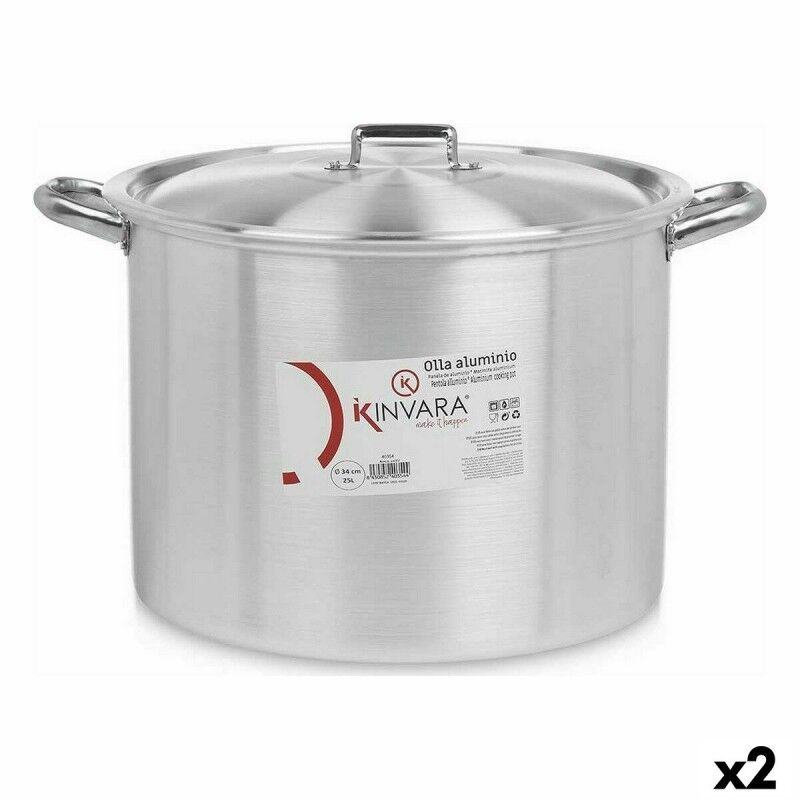 Kinvara|Caçarola com Tampa Ø 34 cm Prateado Alumínio (2 Unidades)