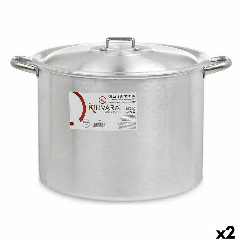 Kinvara|Caçarola com Tampa Kinvara 100042 Prateado Alumínio Ø 36 cm (2 Unidades) Kinvara|Caçarola com Tampa Kinvara 100042 Prateado Alumínio Ø 36 cm (2 Unidades)