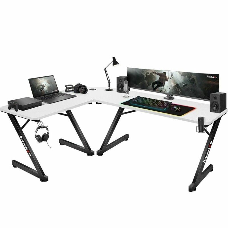 Huzaro|Mesa de Escritório Gaming Huzaro HZ-Hero 7.0 Branco Preto Fibra de carbono 154 x 72,5 x 117 cm Huzaro|Mesa de Escritório Gaming Huzaro HZ-Hero 7.0 Branco Preto Fibra de carbono 154 x 72,5 x 117 cm