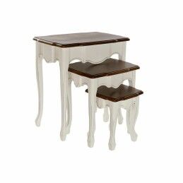DKD Home Decor|Jogo de 3 mesas DKD Home Decor Branco Castanho 60 x 40 x 66 cm