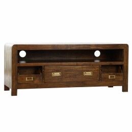 Home ESPRIT|Mesa de apoio Home ESPRIT Preto Natural Cristal Abeto 46 x 46 x 55,5 cm