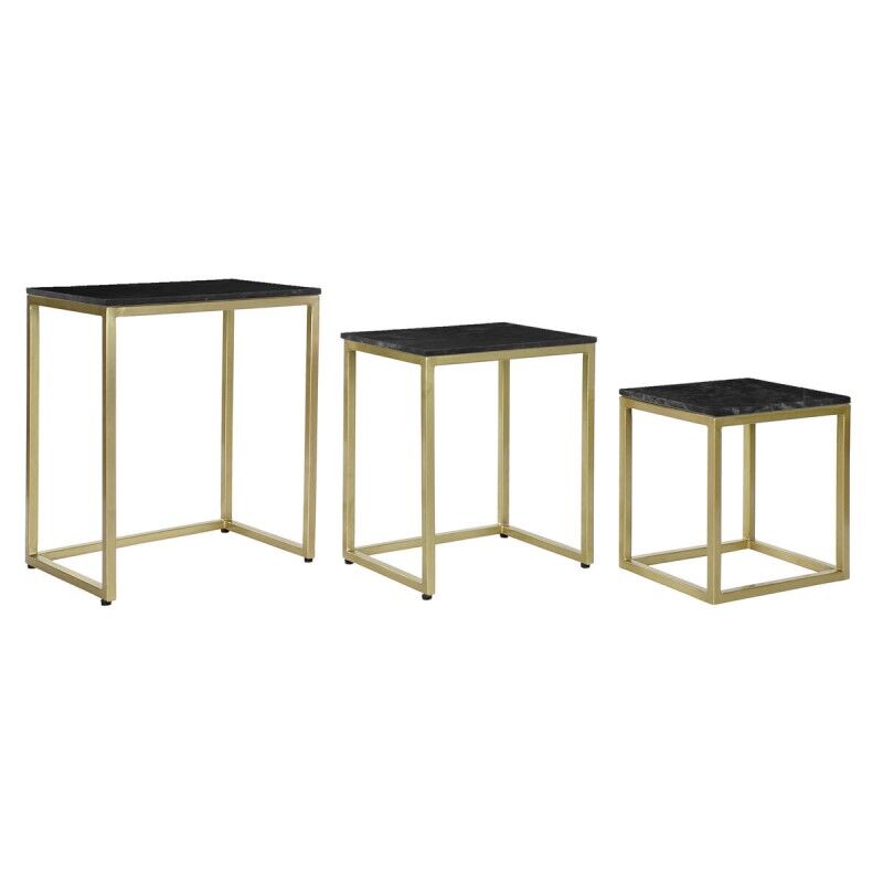 DKD Home Decor|Jogo de 3 mesas DKD Home Decor Preto Dourado 50 x 35 x 60 cm DKD Home Decor|Jogo de 3 mesas DKD Home Decor Preto Dourado 50 x 35 x 60 cm
