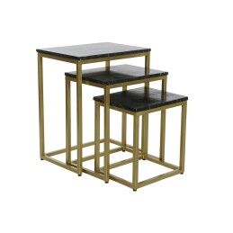 DKD Home Decor|Jogo de 3 mesas DKD Home Decor Preto Dourado 50 x 35 x 60 cm