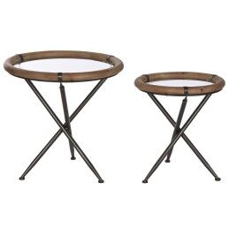 DKD Home Decor|Mesa de apoio DKD Home Decor Pele Ferro Lacado (40 x 40 x 56 cm)