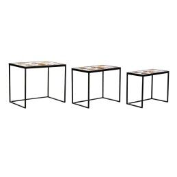Home ESPRIT|Mesa de apoio Home ESPRIT Preto Natural Cristal Abeto 46 x 46 x 55,5 cm