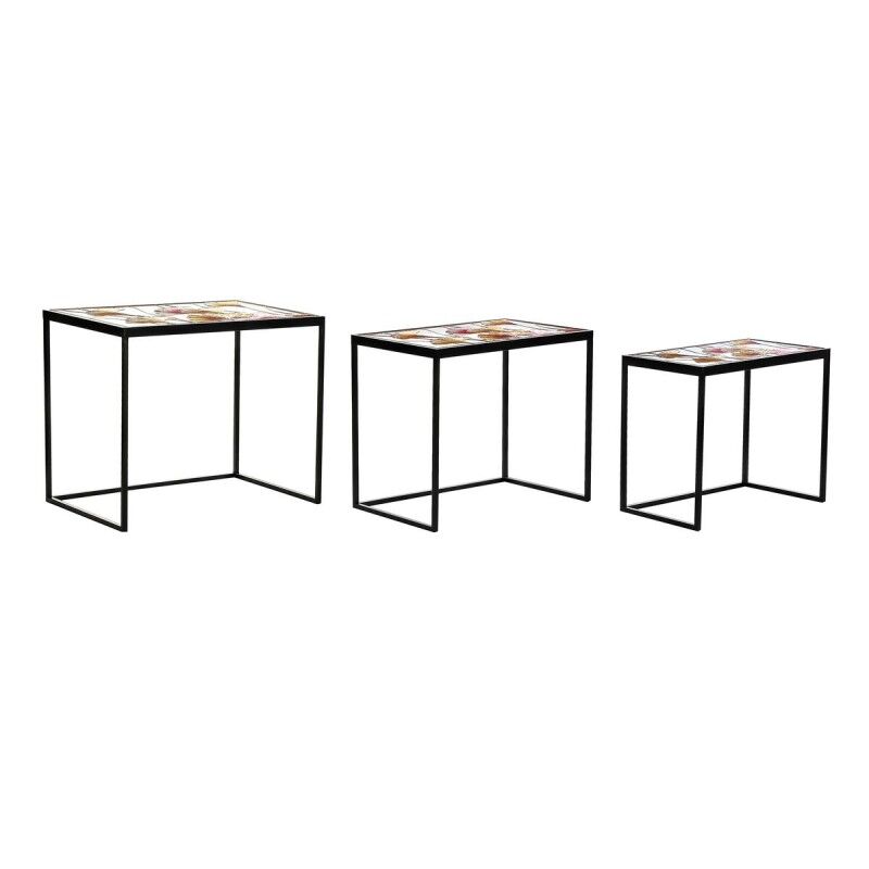 DKD Home Decor|Jogo de 3 mesas DKD Home Decor Amarelo Preto Cor de Rosa Dourado 60 x 40 x 50 cm DKD Home Decor|Jogo de 3 mesas DKD Home Decor Amarelo Preto Cor de Rosa Dourado 60 x 40 x 50 cm