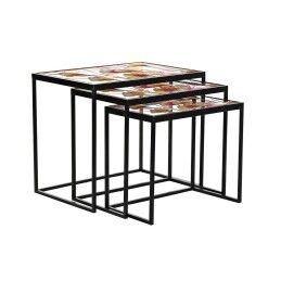 DKD Home Decor|Jogo de 3 mesas DKD Home Decor Amarelo Preto Cor de Rosa Dourado 60 x 40 x 50 cm