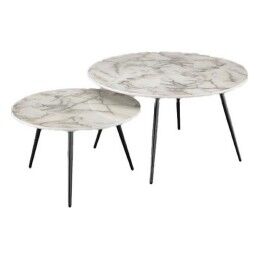 Home ESPRIT|Mesa de apoio Home ESPRIT Preto Natural Cristal Abeto 46 x 46 x 55,5 cm