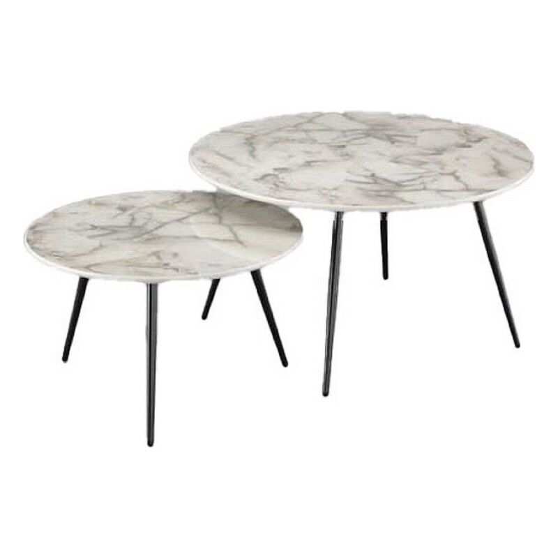 DKD Home Decor|Conjunto de 2 mesas DKD Home Decor Branco Dourado 80 x 80 x 45 cm