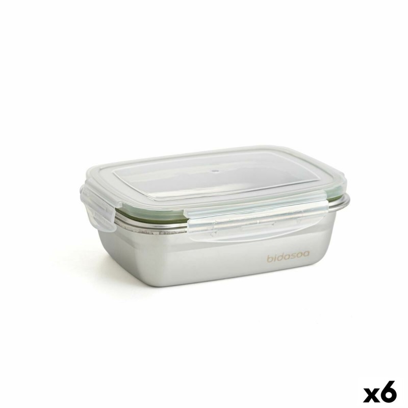 Bidasoa|Lancheira Hermética Bidasoa Theo 17 x 13 x 6 cm 550 ml Prateado Metal (6 Unidades)