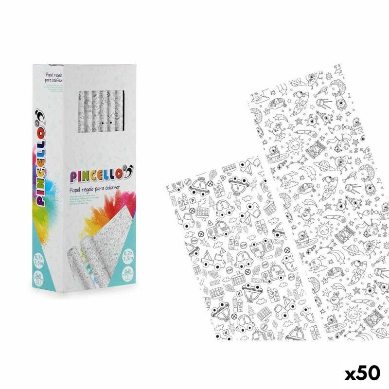 Pincello|Papel de Embrulho Pincello 80GR - COLOREAR 0,7 x 1,5 m Veículos Extraterrestre (50 Unidades)
