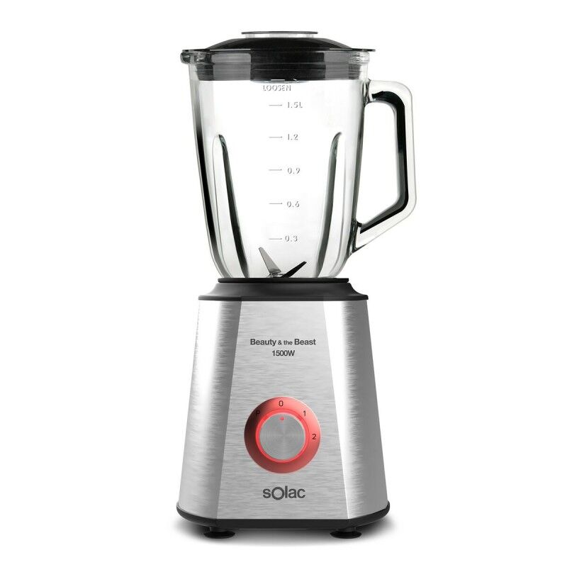 Solac|Batedora de Copo Solac BV5728 Vermelho Transparente Prateado 1500 W 1,5 L