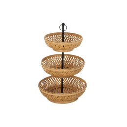 Fruteira DKD Home Decor Preto Metal Castanho Bambu 40 x 40 x 70 cm