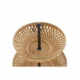 Fruteira DKD Home Decor Preto Metal Castanho Bambu 40 x 40 x 70 cm