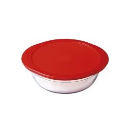 Ô Cuisine|Lancheira Redonda com Tampa Ô Cuisine Cook & Store 21 x 21 x 7 cm Vermelho 1,1 L Silicone Vidro (5 Unidades)