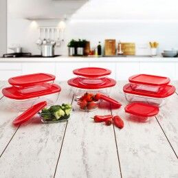Ô Cuisine|Lancheira Redonda com Tampa Ô Cuisine Cook & Store 21 x 21 x 7 cm Vermelho 1,1 L Silicone Vidro (5 Unidades)