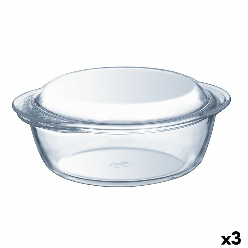 Pyrex|Caçarola com Tampa Pyrex Essentials Transparente 2,1 L (3 Unidades) Pyrex|Caçarola com Tampa Pyrex Essentials Transparente 2,1 L (3 Unidades)