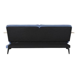 Sofá-cama DKD Home Decor Preto Azul Metal Castanho Poliéster Madeira de eucalipto (203 x 87 x 81 cm)