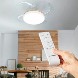 Ventoinha de Teto com Luz LED e 4 Pás Retráteis Blalefan InnovaGoods Madeira 72 W Ø49,5-104 cm