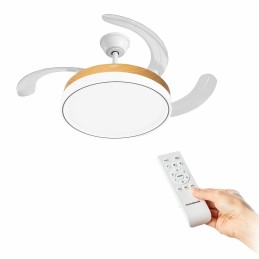 Ventoinha de Teto com Luz LED e 4 Pás Retráteis Blalefan InnovaGoods Madeira 72 W Ø49,5-104 cm