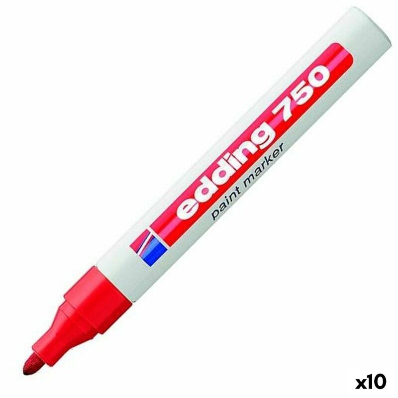 Edding|Rotulador permanente Edding 750 Vermelho (10 Unidades) Edding|Rotulador permanente Edding 750 Vermelho (10 Unidades)