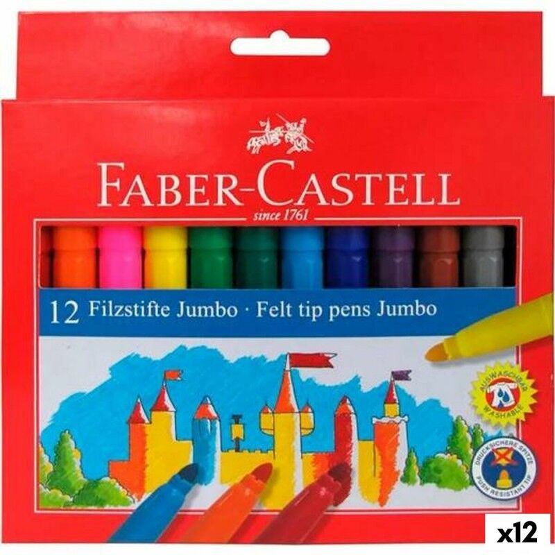 Faber-Castell|Conjunto de Canetas de Feltro Faber-Castell Jumbo Estojo Multicolor (12 Unidades) Faber-Castell|Conjunto de Canetas de Feltro Faber-Castell Jumbo Estojo Multicolor (12 Unidades)