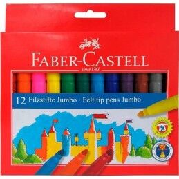 Faber-Castell|Conjunto de Canetas de Feltro Faber-Castell Jumbo Estojo Multicolor (12 Unidades)