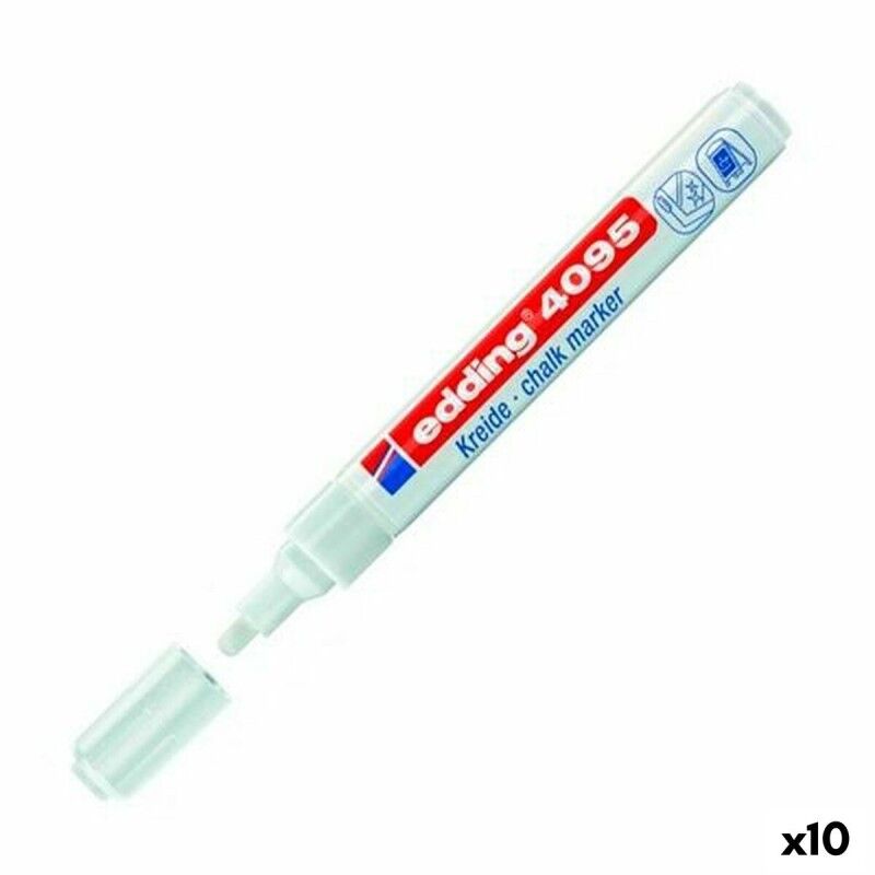 Edding|Marcadores de giz líquido Edding 4095 Branco (10 Unidades) Edding|Marcadores de giz líquido Edding 4095 Branco (10 Unidades)