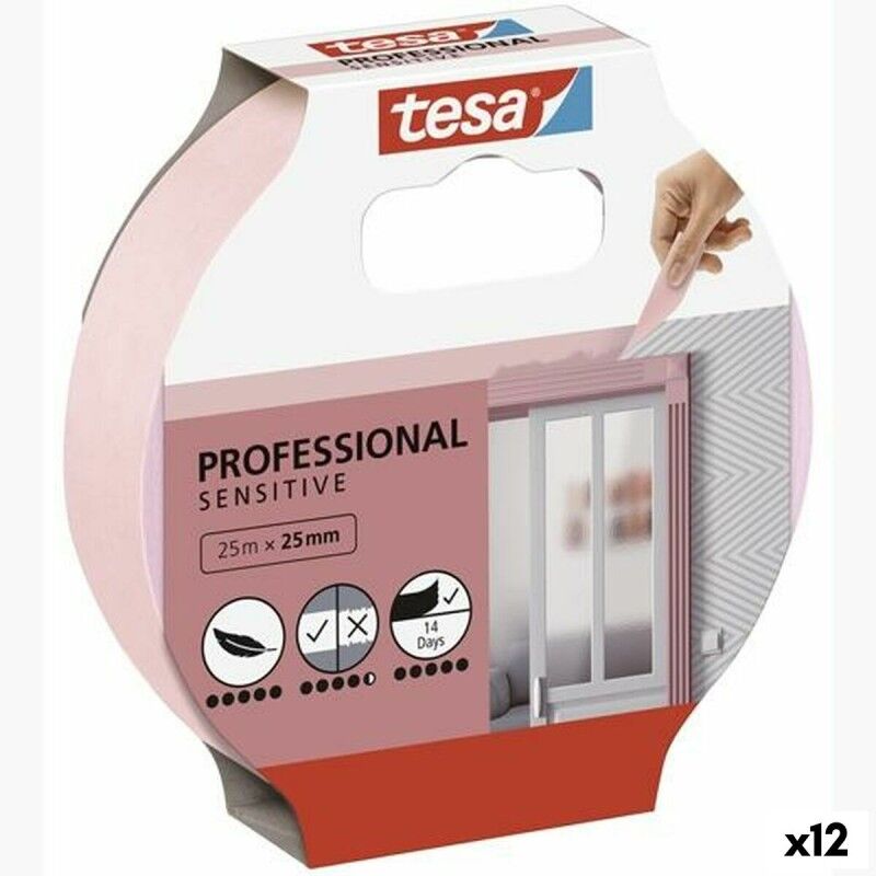 TESA|Fita Adesiva TESA Professional Sensitive Pintor Cor de Rosa 12 Unidades 25 mm x 50 m TESA|Fita Adesiva TESA Professional Sensitive Pintor Cor de Rosa 12 Unidades 25 mm x 50 m