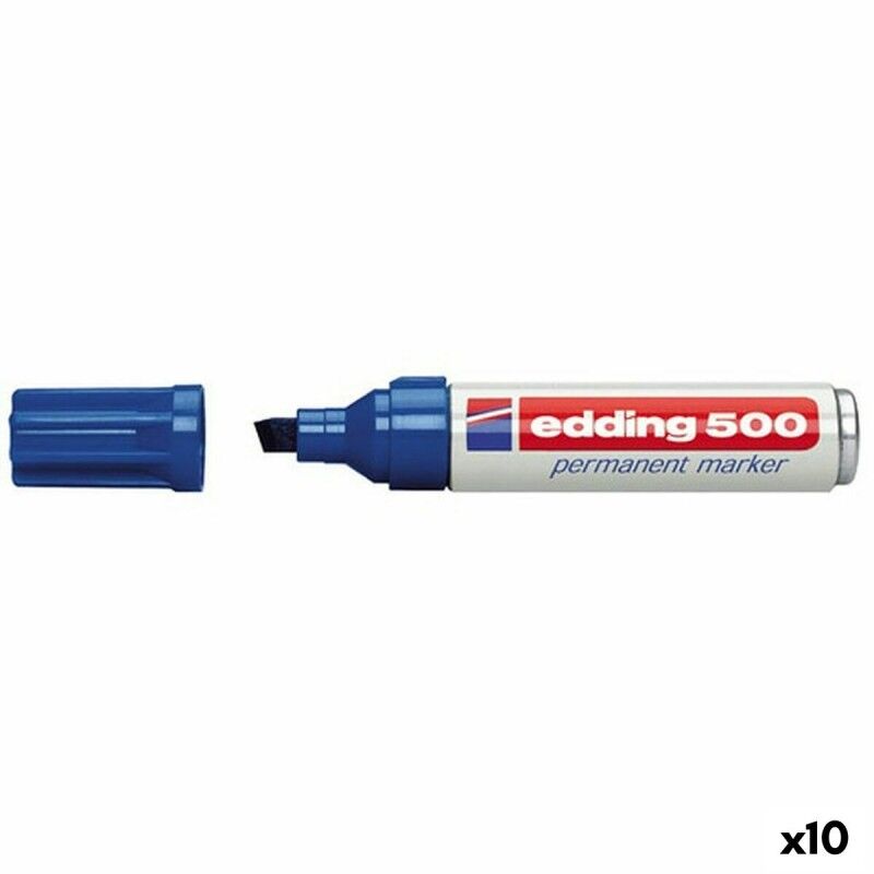 Edding|Rotulador permanente Edding 500 Azul (10 Unidades)