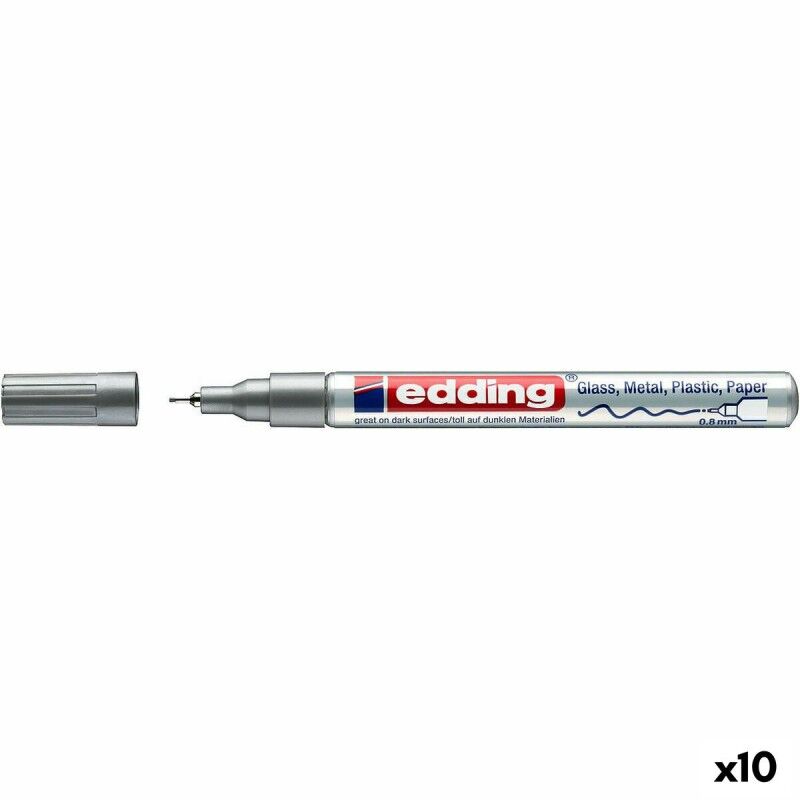 Edding|Rotulador permanente Edding 780 Prateado (10 Unidades)