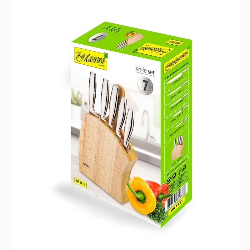 Feel Maestro|Conjunto de Facas de Cozinha e Suporte Feel Maestro MR-1411 Madeira Feel Maestro|Conjunto de Facas de Cozinha e Suporte Feel Maestro MR-1411 Madeira