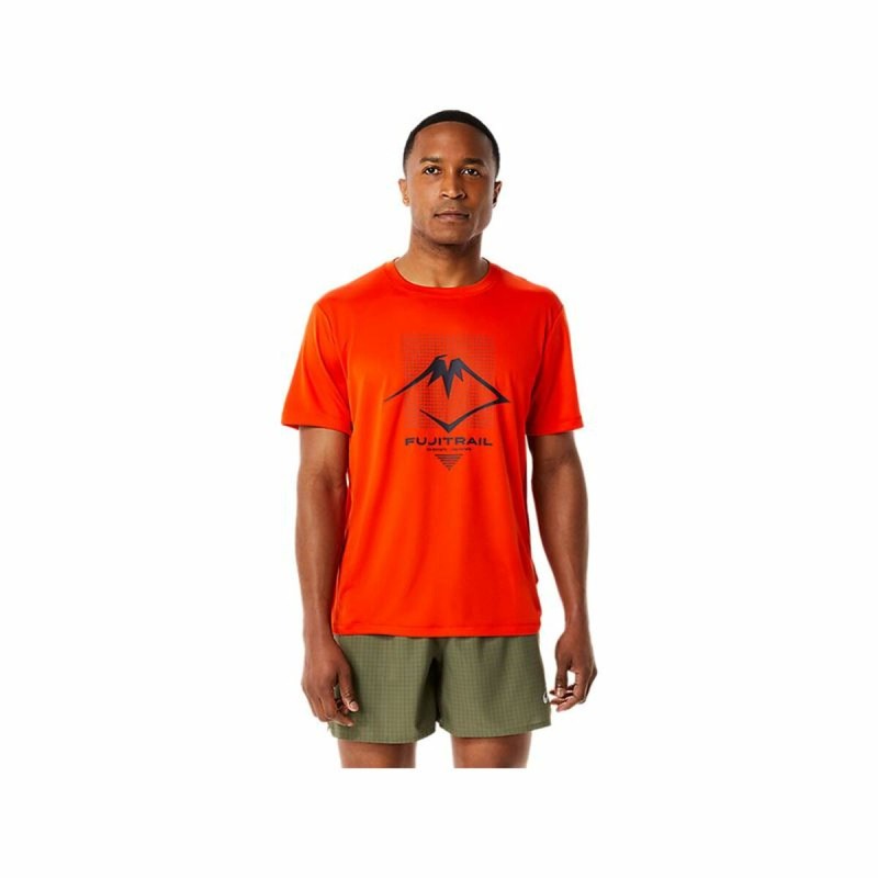 Camisola de Manga Curta Homem Asics FUJITRAIL Laranja