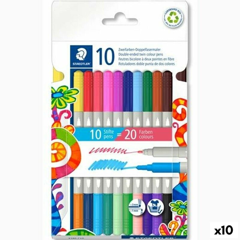 Staedtler|Conjunto de Canetas de Feltro Staedtler Noris 3280 Multicolor (10 Unidades) Staedtler|Conjunto de Canetas de Feltro Staedtler Noris 3280 Multicolor (10 Unidades)