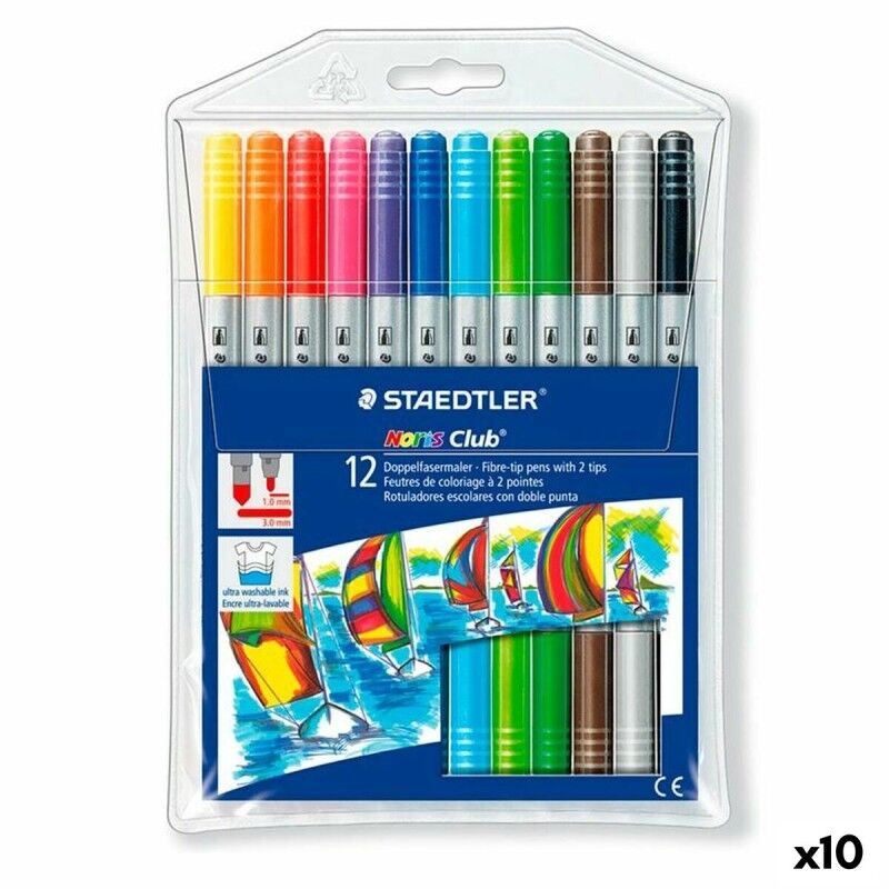 Staedtler|Conjunto de Canetas de Feltro Staedtler Noris Club Ponta dupla Multicolor (10 Unidades)