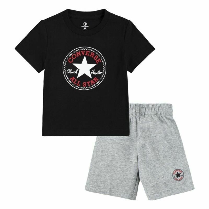 Converse|Conjunto Desportivo para Crianças Converse Core Tee Ft Short Preto Cinzento Bebés Converse|Conjunto Desportivo para Crianças Converse Core Tee Ft Short Preto Cinzento Bebés