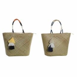 DKD Home Decor|Saco de Praia DKD Home Decor Castanho Verde Bege Menta Fibra 43 x 10 x 28 cm (2 Unidades)