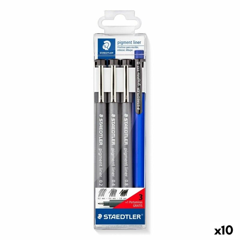 Staedtler|Conjunto de Canetas de Feltro Staedtler Preto (10 Unidades)