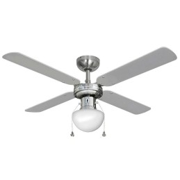 Ventilador de Teto com Luz EDM 33801 Caribe Prateado 50 W